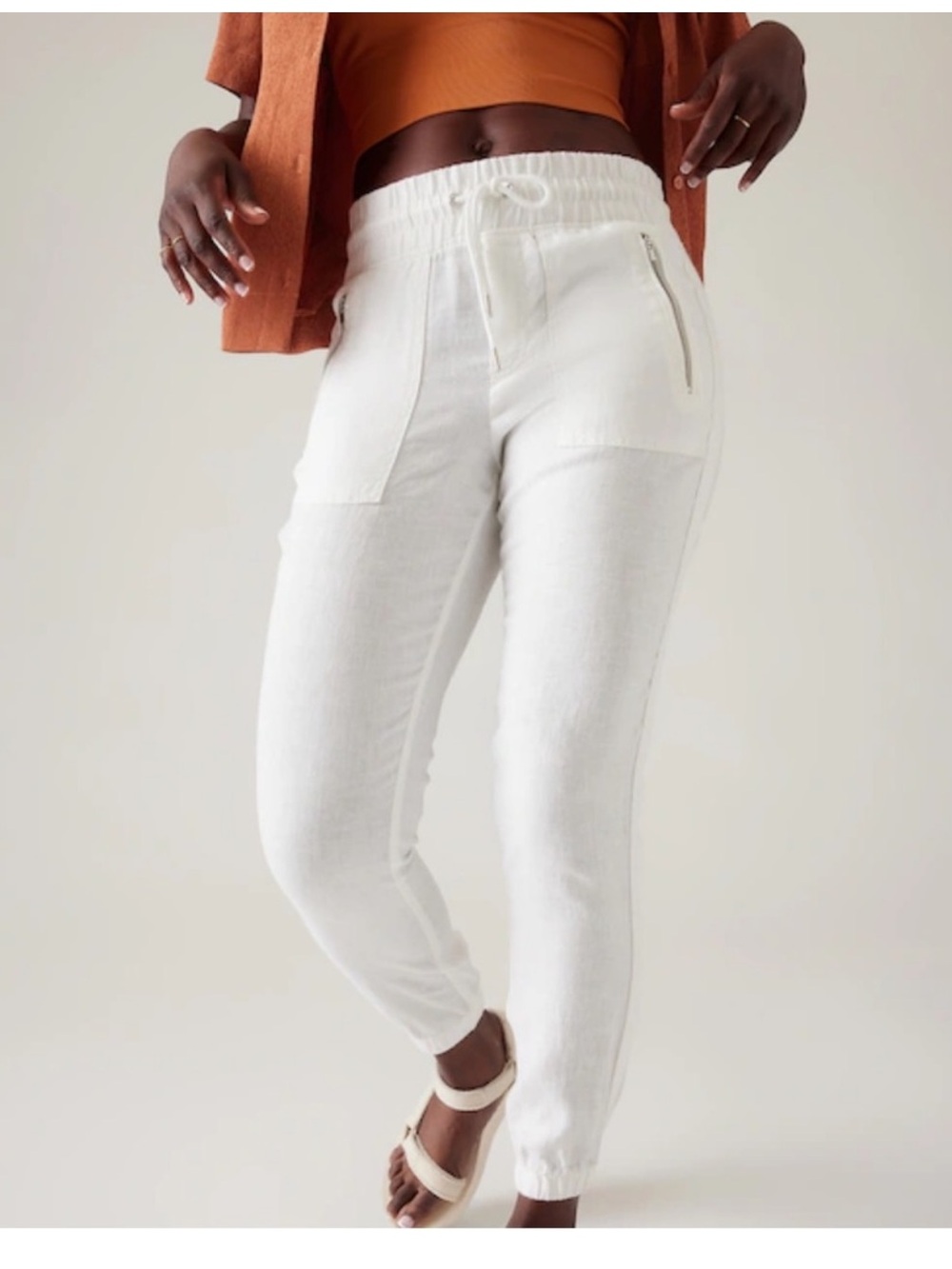 Athleta Cabo Linen Jogger Size 10 Beach Vacation